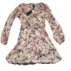 Paige Neha Floral Silk MiniDress Ruffled V Neck Floral Size Small NWT $329